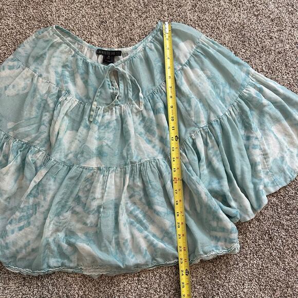Lafayette 148 blue & white tie-dye loose top size M - Picture 9 of 12